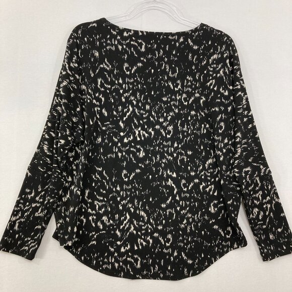Sympli size 6 Black White Abstract Stretch Knit Dolman Sleeve Relaxed Blouse - Picture 8 of 9
